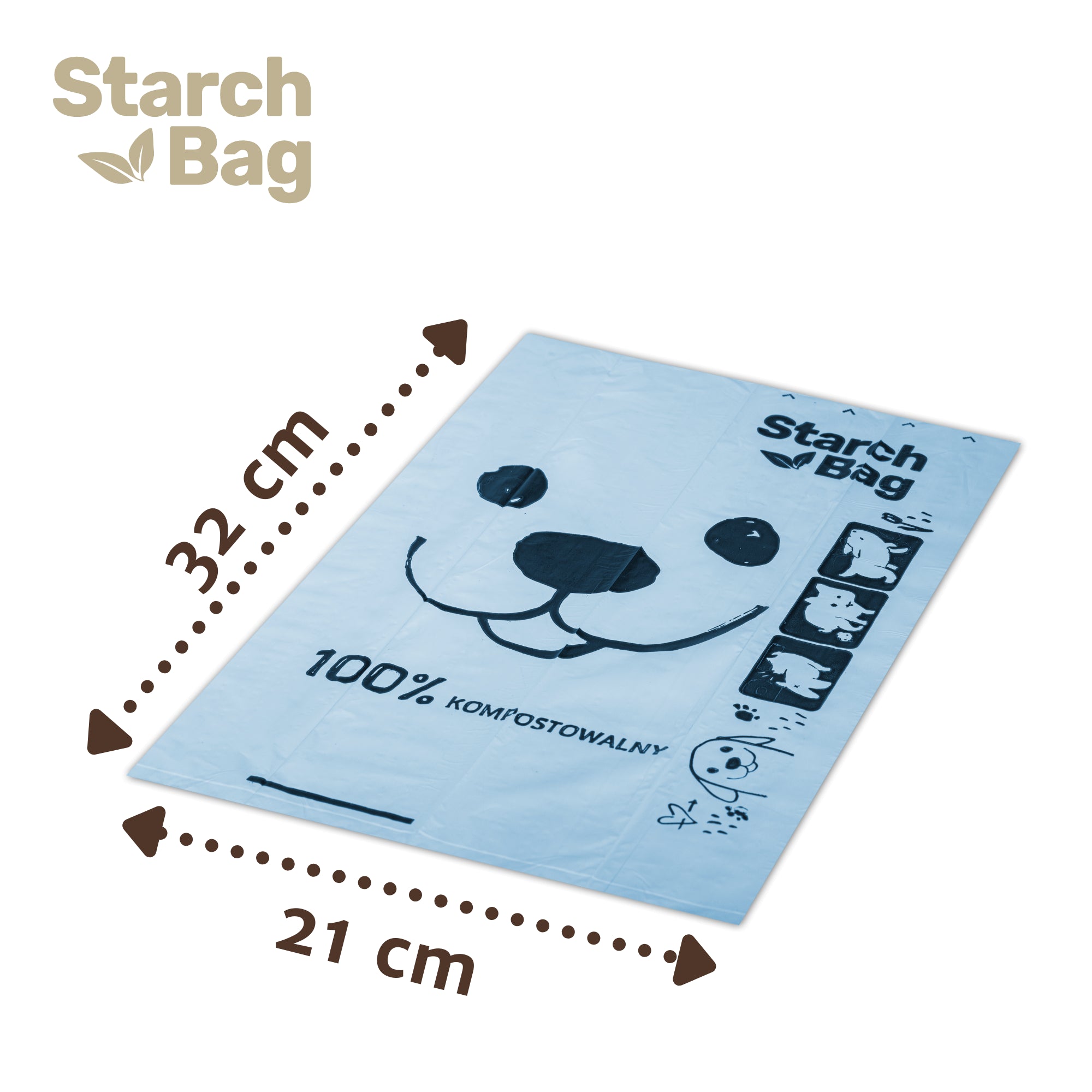 STARCHBAG BIOworki na psie odchody 8 rolek - 120 szt., niebieskie