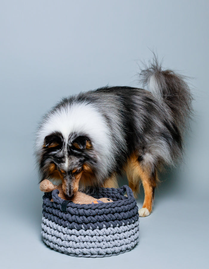 Kosz na zabawki z bawełnianego sznurka z recyklingu PLAYTIME light grey & graphite