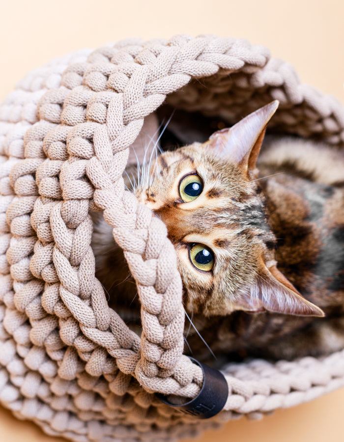 Kosz na zabawki z bawełnianego sznurka z recyklingu PLAYTIME cream & beige