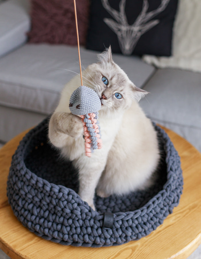 Legowisko dla kota ze sznurka z recyklingu COTTON graphite