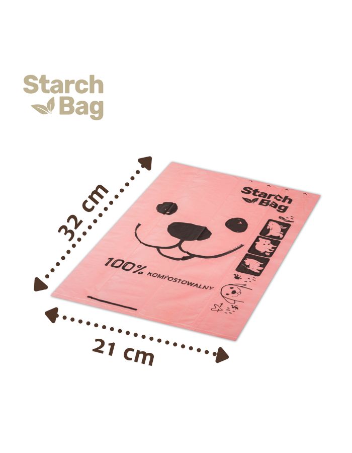 STARCHBAG BIOworki na psie odchody 15 szt., różowe