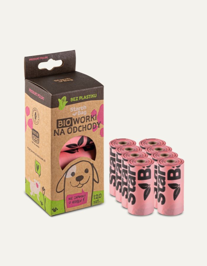 STARCHBAG BIOworki na psie odchody 8 rolek - 120 szt., różowe