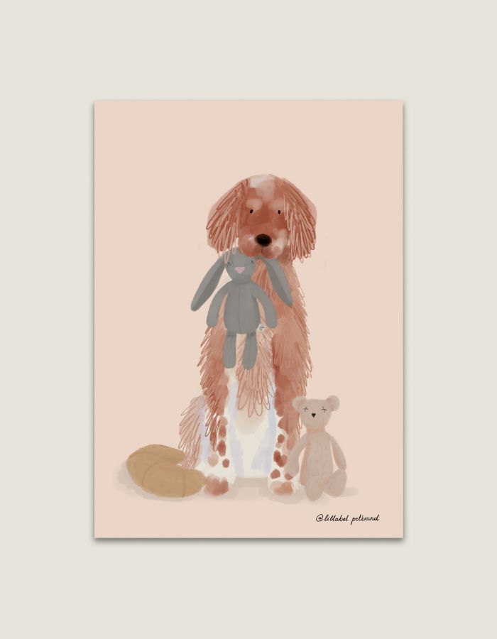 Pocztówka A6 „Najlepszy przyjaciel z zabawkami” – ilustracja od polskiej artystki