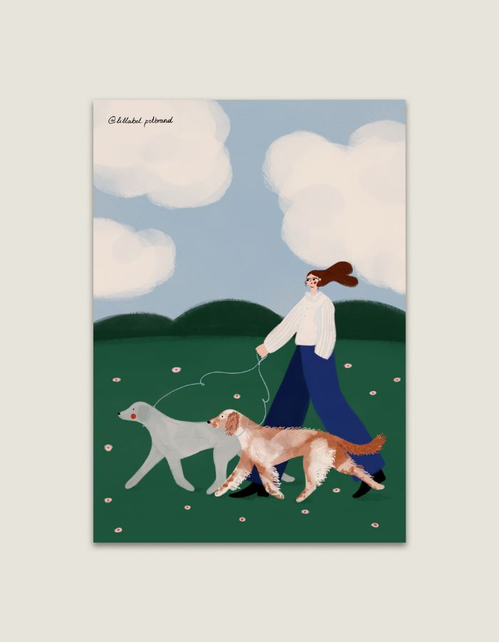 Pocztówka A6 „Wiosenny spacer” – ilustracja od polskiej artystki